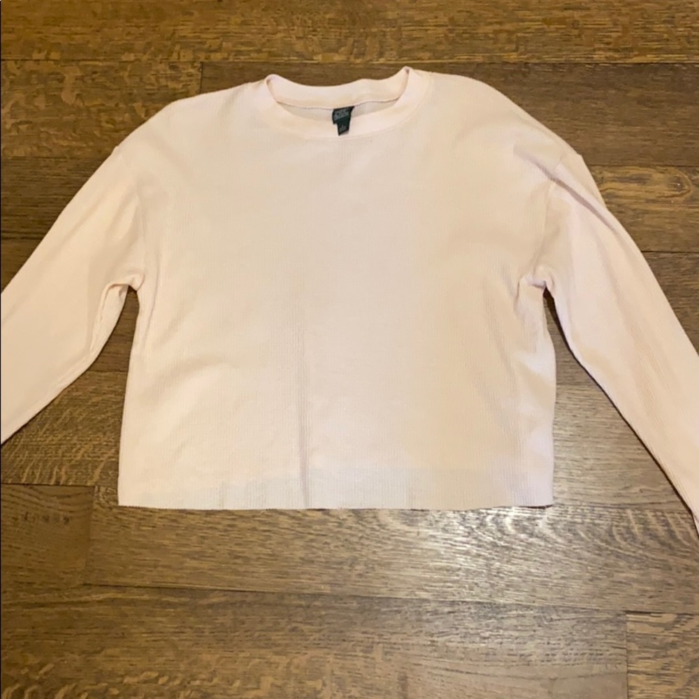 cropped pink long sleeved top from wild fable